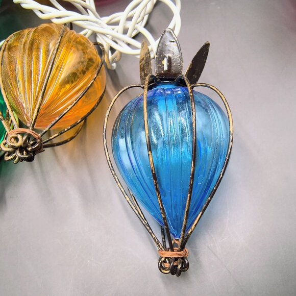 Teardrop Wire Cage String Lights Patio Garden Indoor/Outdoor 10-Lights Large 4" - Picture 10 of 13